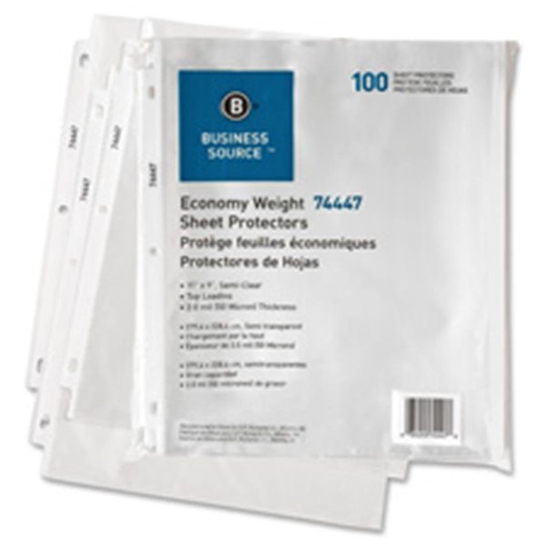 Business Source Sheet Protectors-Top Load-2.0mil-11 in. x 8.5 in.-200-PK-Semi-CL BSN74448